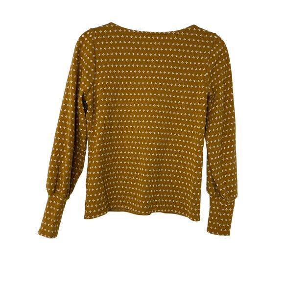 Madewell Mustard Print Square Neck Long Sleeve Blouse Top XS Cottagecore Boho - Picture 3 of 10